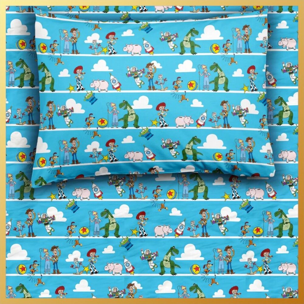 Little Sleepies Disney Pixar Toy Story Pals Blue Twin Sheet Set NIB